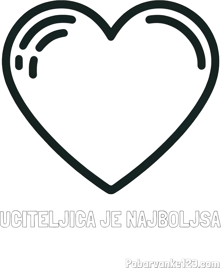 Pobarvanka imena UČITELJICA JE NAJBOLJŠA in pobarvanka lepega srčka