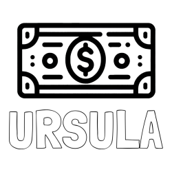 Online izdelana pobarvanka - Pobarvanka imena URŠULA in otroška pobarvanka bankovca