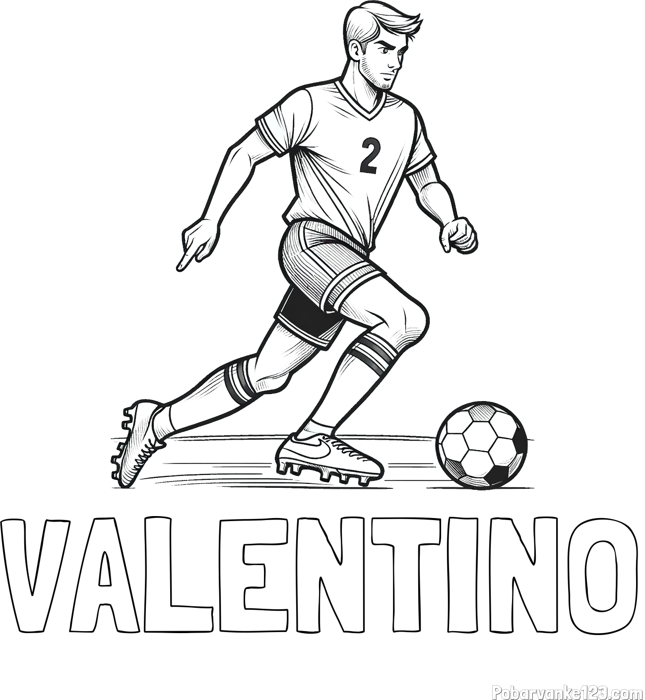 Pobarvanka imena VALENTINO in pobarvanka nogometaša