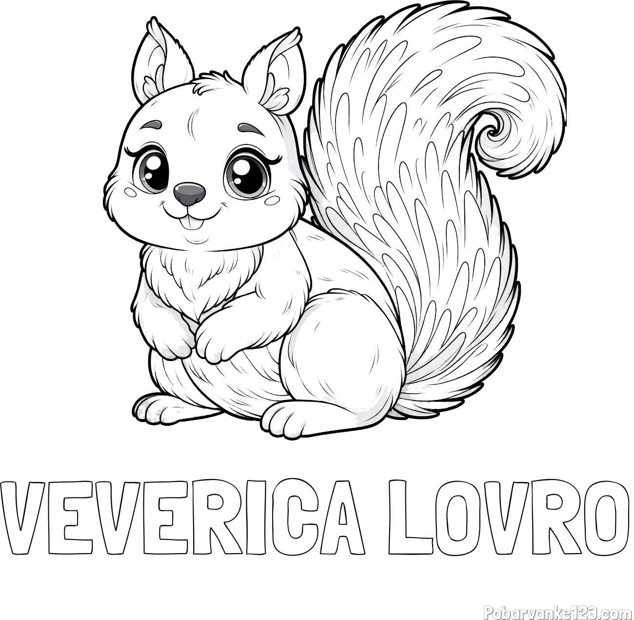 Pobarvanka imena VEVERICA LOVRO in pobarvanka prikupne veverice