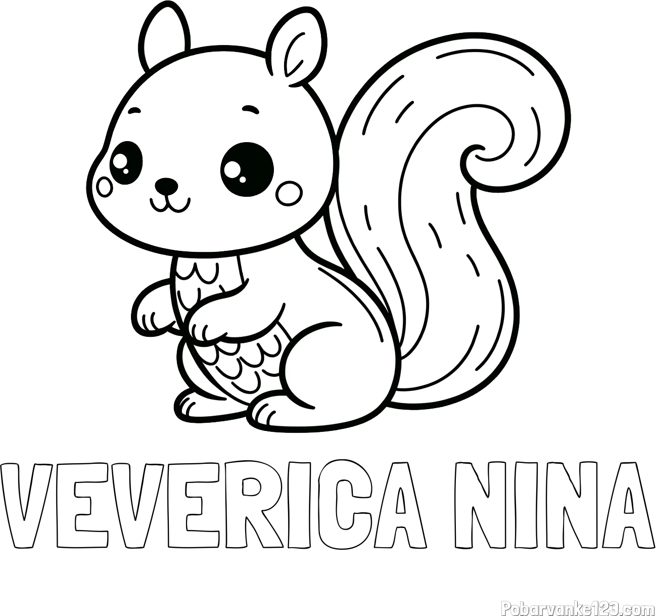 Pobarvanka imena VEVERICA NINA in pobarvanka ljubke veverice