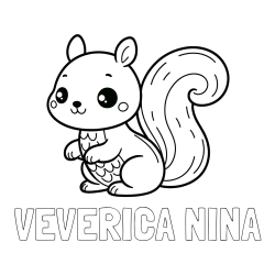 Online izdelana pobarvanka - Pobarvanka imena VEVERICA NINA in pobarvanka ljubke veverice