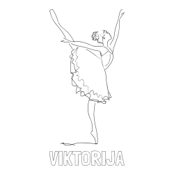 Online izdelana pobarvanka - Pobarvanka imena VIKTORIJA in pobarvanka ljubke baletke