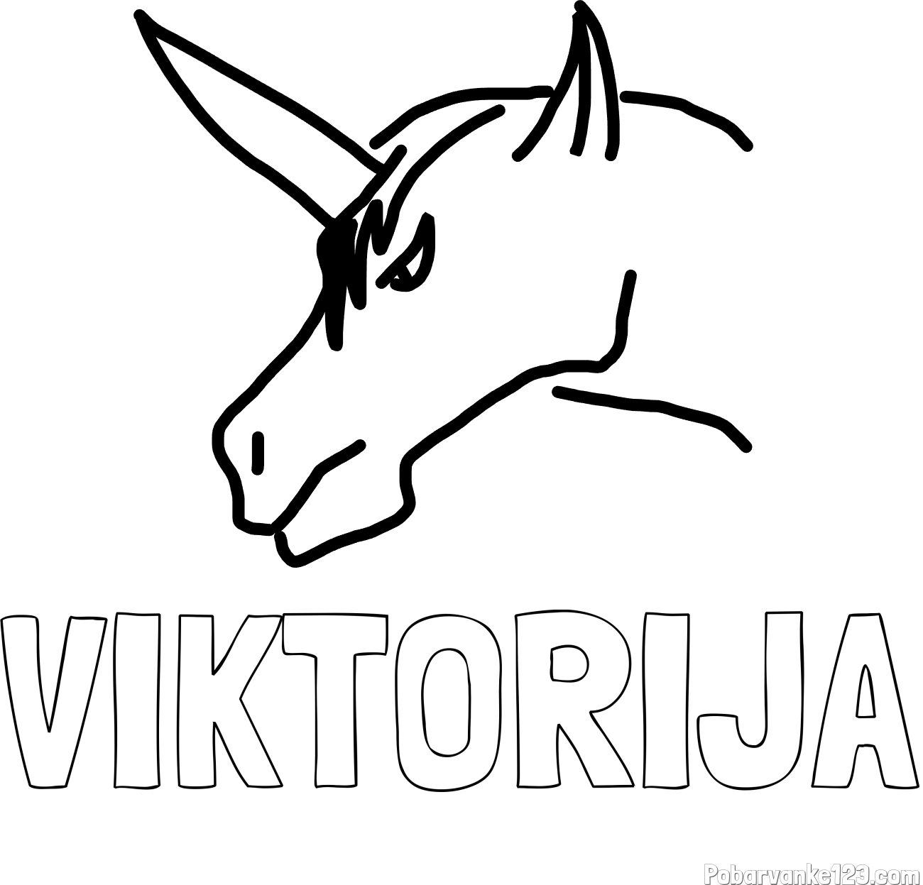 Pobarvanka imena VIKTORIJA in pobarvanka unicorn