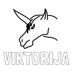 Online izdelana pobarvanka - Pobarvanka imena VIKTORIJA in pobarvanka unicorn