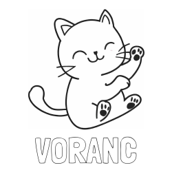 Online izdelana pobarvanka - Pobarvanka imena VORANC in pobarvanka razigranega mucka