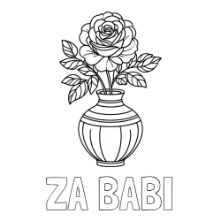 Online izdelana pobarvanka - Pobarvanka imena ZA BABI in pobarvanka vrtnice v vazi