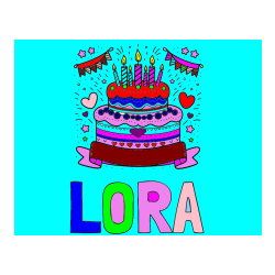 POBARVANA POBARVANKA - Pobarvanka imena LORA in pobarvanka velike torte za rojstni dan