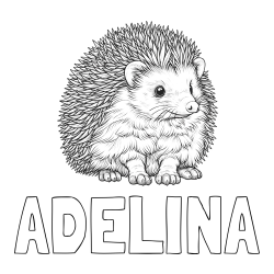 Online izdelana pobarvanka - Pobarvanka imena ADELINA in pobarvanka nasmejanega ježa