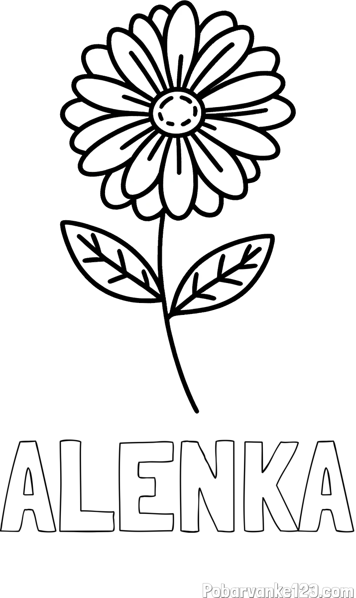 Pobarvanka imena ALENKA in pobarvanka rožice
