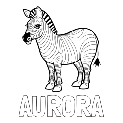 Online izdelana pobarvanka - Pobarvanka imena AURORA in pobarvanka ljubke zebre