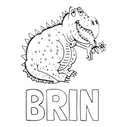 Online izdelana pobarvanka - Pobarvanka imena BRIN in pobarvanka veselega dinozavra