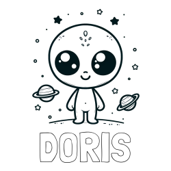Pobarvanka imena DORIS in pobarvanka vesoljec
