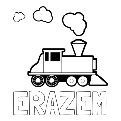 Online izdelana pobarvanka - Pobarvanka imena ERAZEM in pobarvanka parne lokomotive