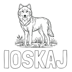 Pobarvanka imena IOSKAJ in pobarvanka volka