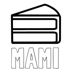 Online izdelana pobarvanka - Pobarvanka imena MAMI in pobarvanka kosa torte