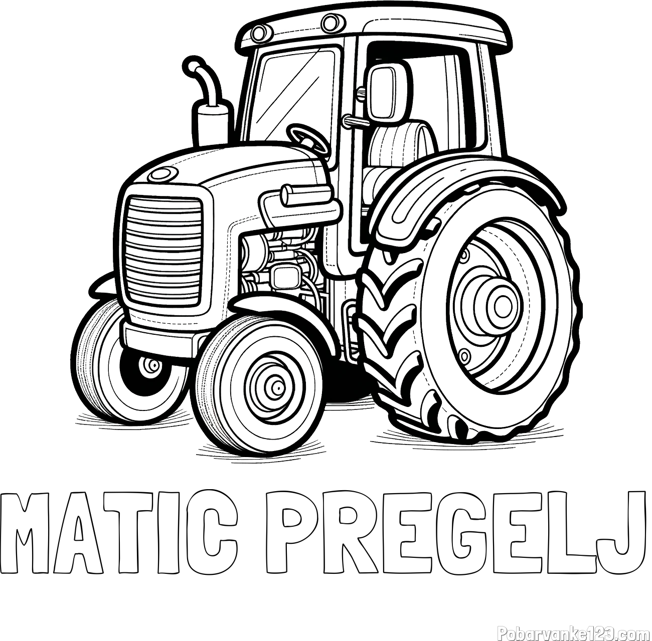 Pobarvanka imena MATIC PREGELJ in pobarvanka starega, a lepega traktorja
