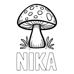 Pobarvanka imena NIKA in pobarvanka gobe