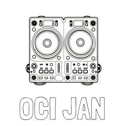 Online izdelana pobarvanka - Pobarvanka imena OČI JAN in pobarvanka DJ MIXER