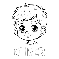 Online izdelana pobarvanka - Pobarvanka imena OLIVER in pobarvanka obraza fanta