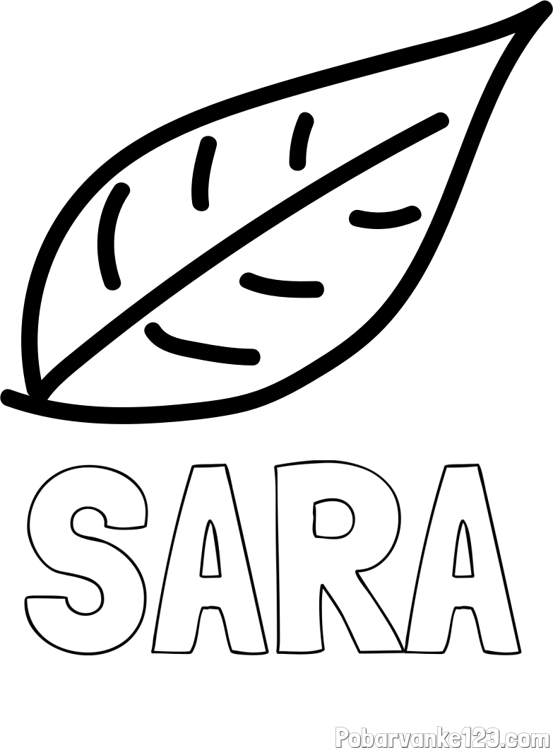 Pobarvanka imena SARA in otroška pobarvanka jesenskega lista