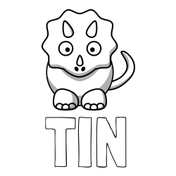 Online izdelana pobarvanka - Pobarvanka imena TIN in pobarvanka dinozavra triceratops