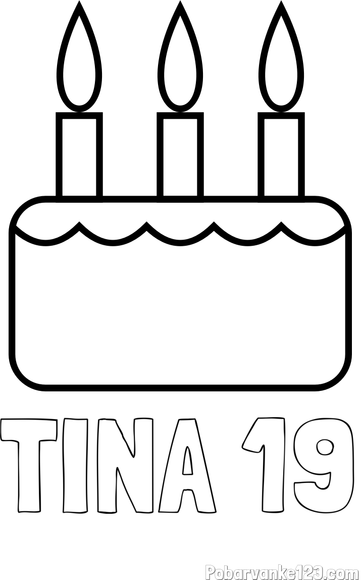 Pobarvanka imena TINA 19 in pobarvanka rojstnodnevne torte za 3. rojstni dan