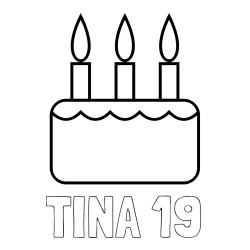 Online izdelana pobarvanka - Pobarvanka imena TINA 19 in pobarvanka rojstnodnevne torte za 3. rojstni dan