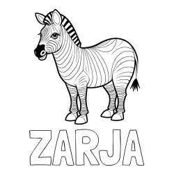 Online izdelana pobarvanka - Pobarvanka imena ZARJA in pobarvanka ljubke zebre