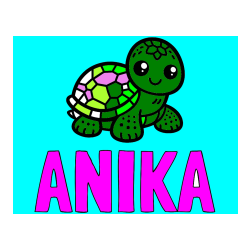 Pobarvana pobarvanka - Pobarvanka imena ANIKA in otroška pobarvanka želve