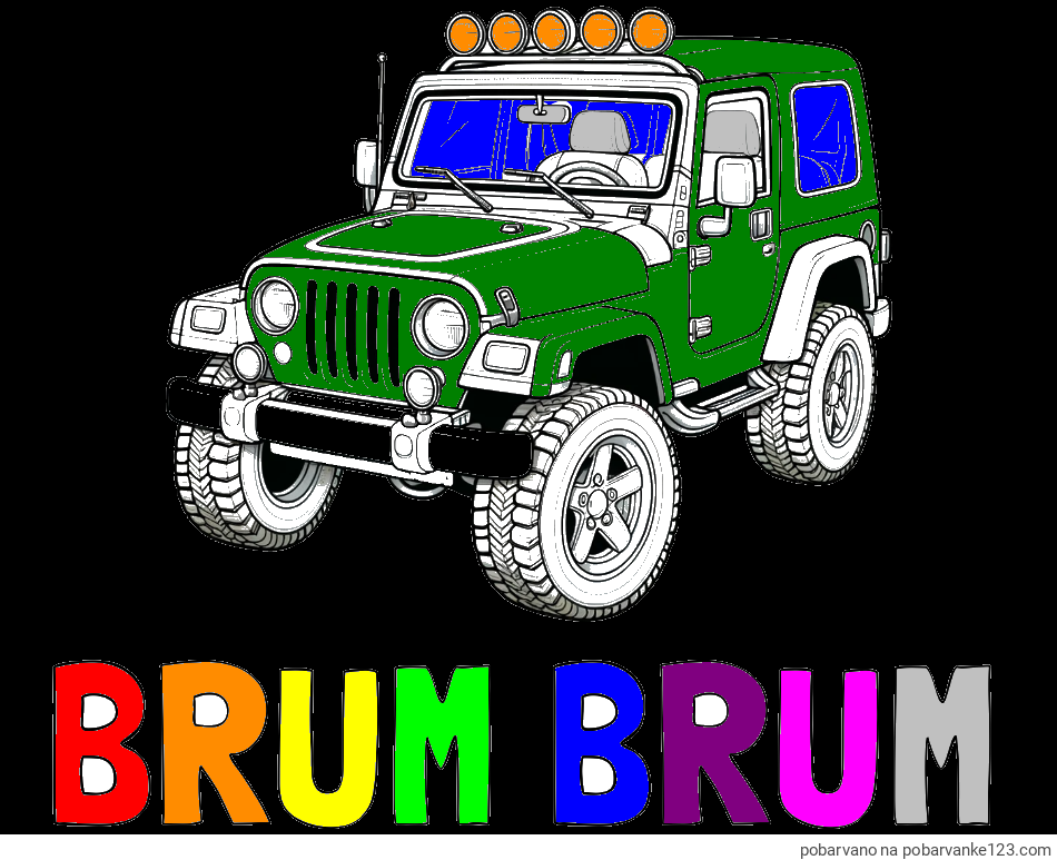 POBARVANA POBARVANKA - Pobarvanka imena BRUM BRUM in pobarvanka džipa