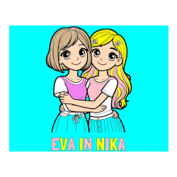 Pobarvana pobarvanka - Pobarvanka imena EVA IN NIKA in pobarvanka ljubkih prijateljic