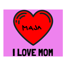 Pobarvana pobarvanka - Pobarvanka imena I LOVE MOM in pobarvanka lepega srčka