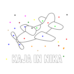 Pobarvana pobarvanka - Pobarvanka imena KAJA IN NIKA in pobarvanka letala s propelerjem