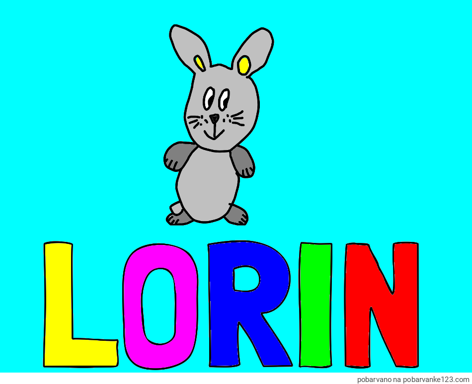 POBARVANA POBARVANKA - Pobarvanka imena LORIN in zajček