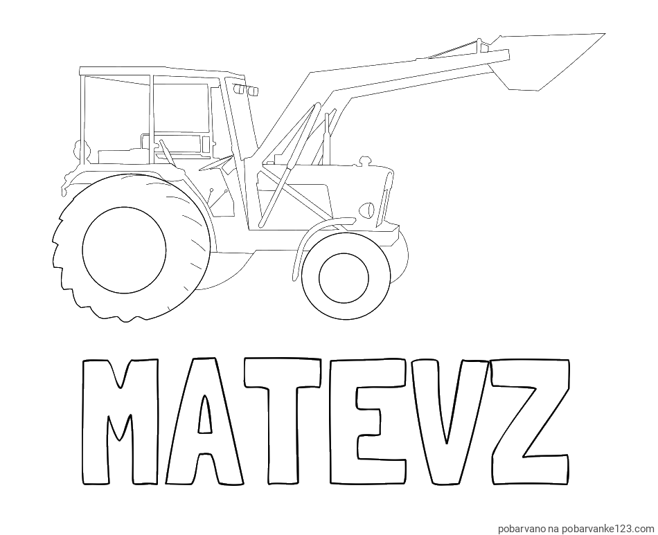 POBARVANA POBARVANKA - Pobarvanka imena MATEVŽ in traktor 2