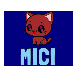 Pobarvana pobarvanka - Pobarvanka imena MICI in pobarvnaka ljubke muce v anime slogu