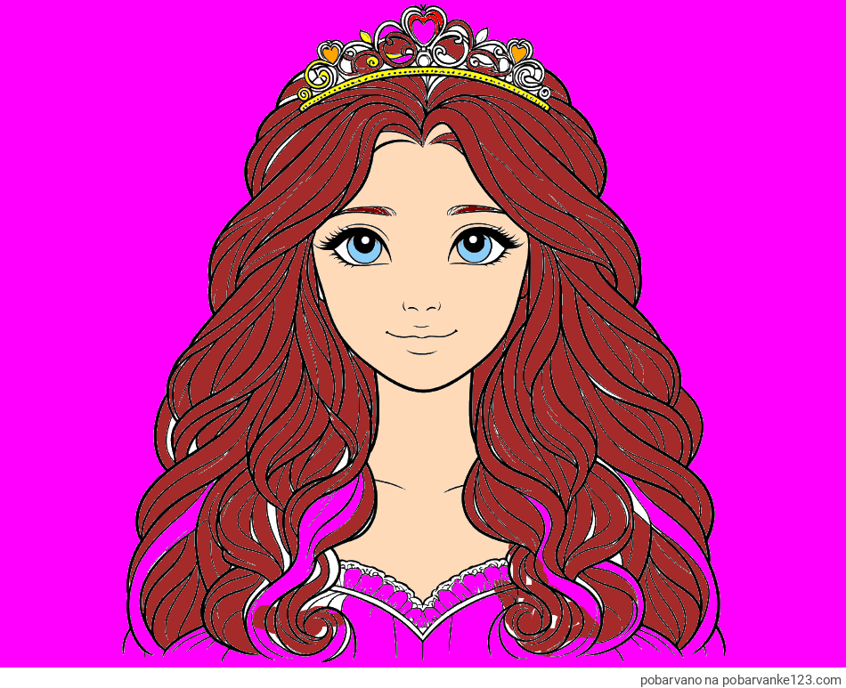 POBARVANA POBARVANKA - Pobarvanka ljubke princese z bujnimi lasmi