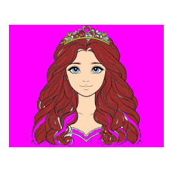 Pobarvana pobarvanka - Pobarvanka ljubke princese z bujnimi lasmi