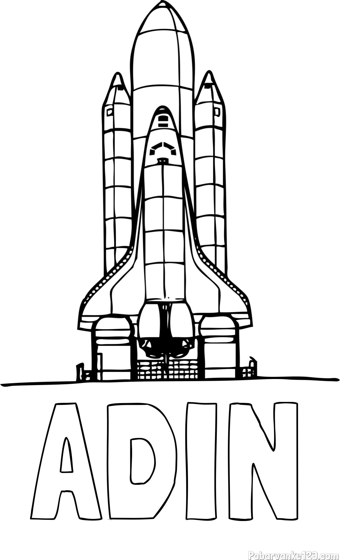 Pobarvanka imena ADIN in pobarvanka vesoljskega plovila Space Shuttle