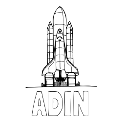 Online izdelana pobarvanka - Pobarvanka imena ADIN in pobarvanka vesoljskega plovila Space Shuttle