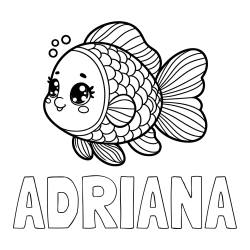 Online izdelana pobarvanka - Pobarvanka imena ADRIANA in pobarvanka ribe z bujnimi plavutmi