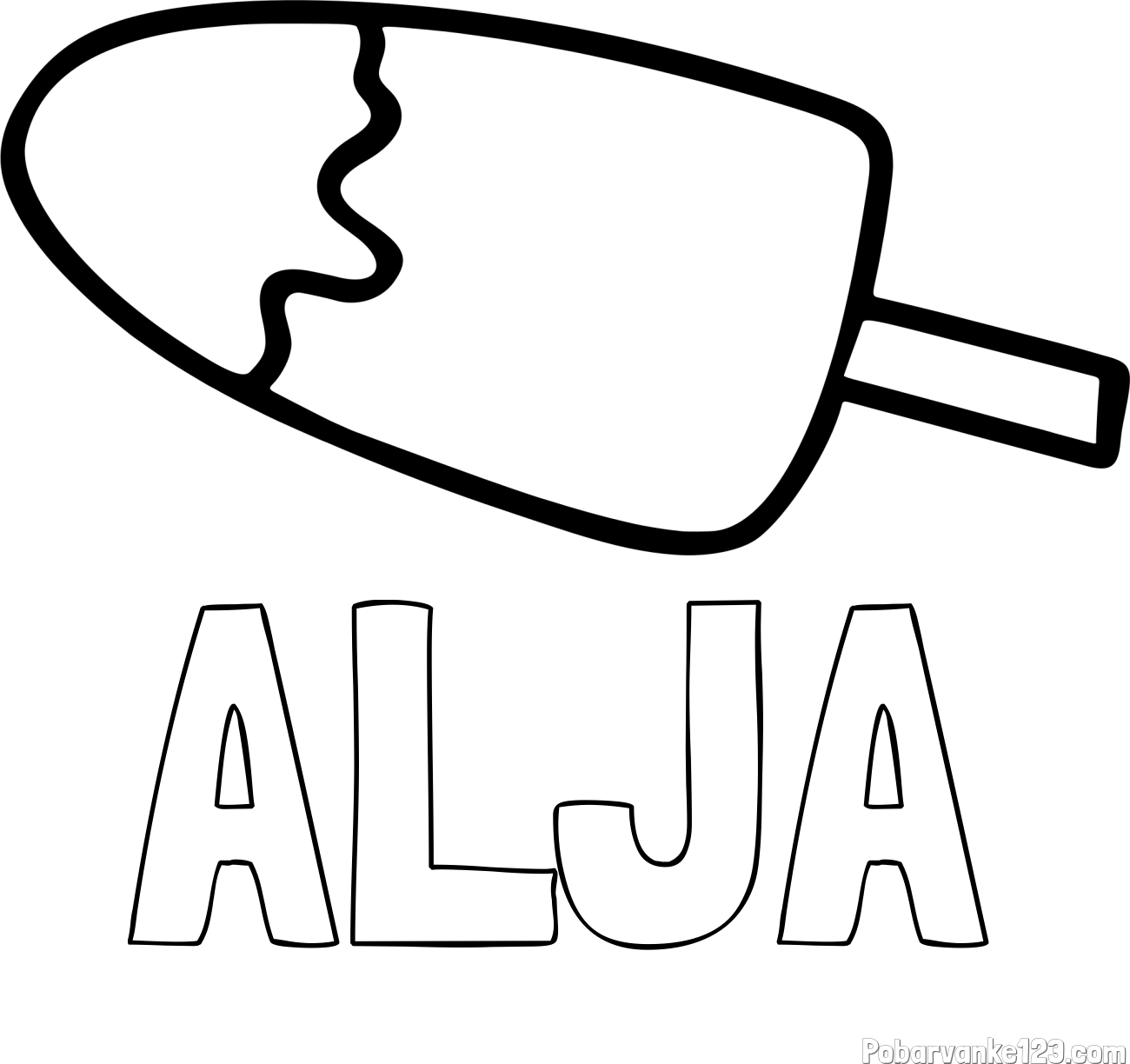 Pobarvanka imena ALJA in pobarvanka lučke (sladoled na palčki)