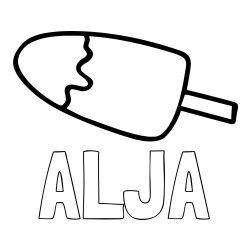 Online izdelana pobarvanka - Pobarvanka imena ALJA in pobarvanka lučke (sladoled na palčki)