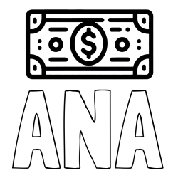 Online izdelana pobarvanka - Pobarvanka imena ANA in otroška pobarvanka bankovca