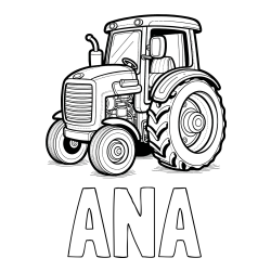Online izdelana pobarvanka - Pobarvanka imena ANA in pobarvanka starega, a lepega traktorja
