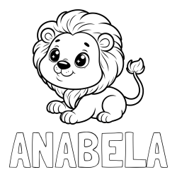 Online izdelana pobarvanka - Pobarvanka imena ANABELA in pobarvanka igrivega levčka