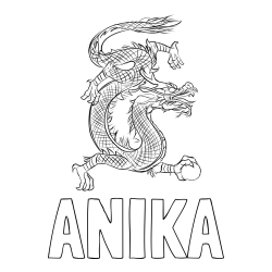 Online izdelana pobarvanka - Pobarvanka imena ANIKA in pobarvanka kitajskega zmaja