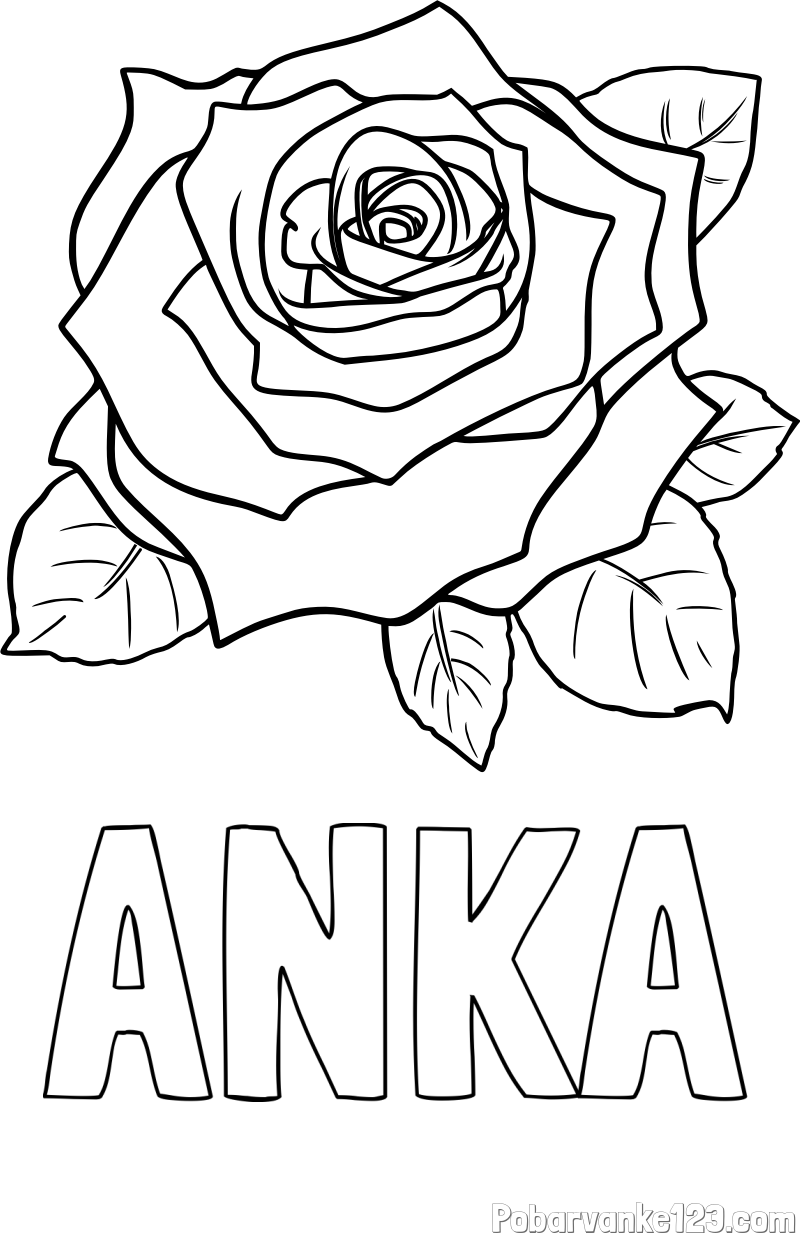 Pobarvanka imena ANKA in pobarvanka vrtnice