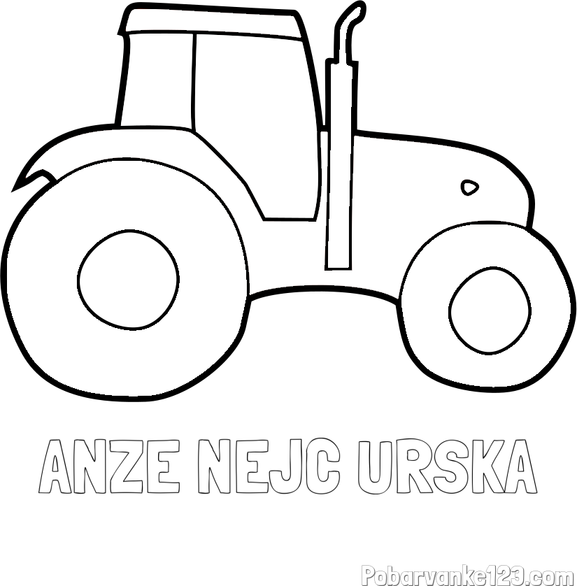 Pobarvanka imena ANŽE NEJC URŠKA in otroška pobarvanka traktorja